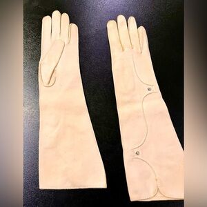 Vintage Formal Long Opera Dressy Wedding Costume Cream Rhinestone Elegant Gloves